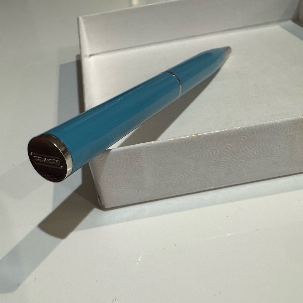 Coach Ballpoint Pen 4"  NWOT in blue and silver - Picture 3 of 5